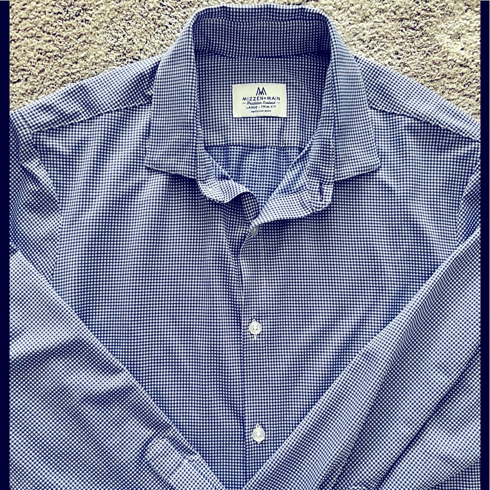 Mizzen + Main Men’s Dress Shirt Size Large Trim Fit